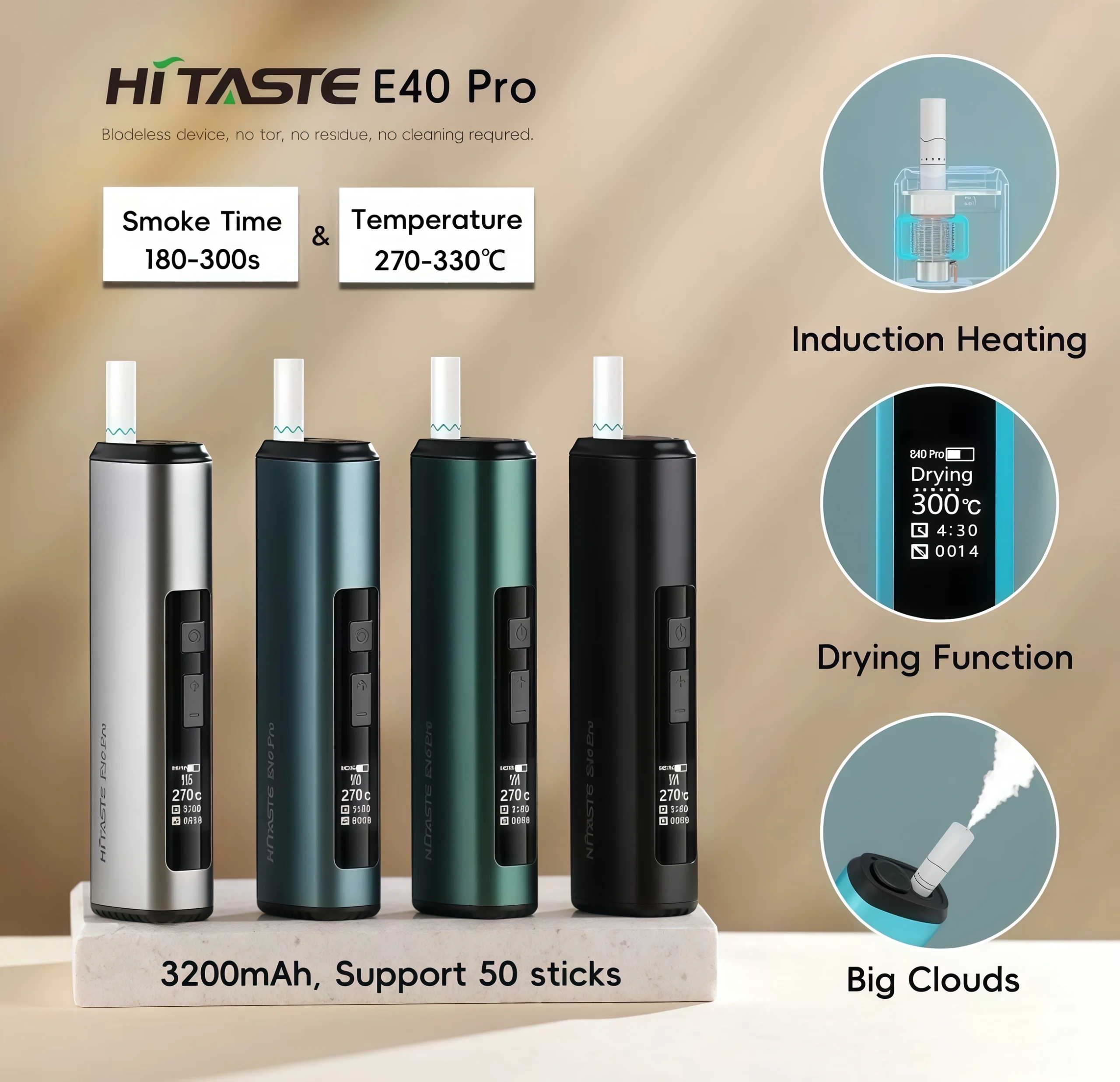 新款上市 HITASTE E40 Pro 加熱煙主機 高效能感應加熱煙機 TEREA煙彈專用 1 HITASTE E40 商品實拍